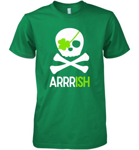 St. Patricks Day Irish Pirate Skull and Cross bones Men's Premium T-Shirt