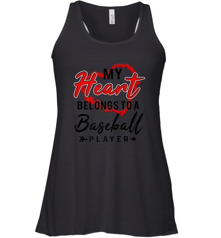 My Heart Belongs To A Baseball Player Valentines Day Gift Women's Racerback Tank Women's Racerback Tank / Black / XS Women's Racerback Tank - trendytshirts1