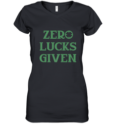 St. Patrick's Day Zero Lucks Given Graphic Women's V-Neck T-Shirt