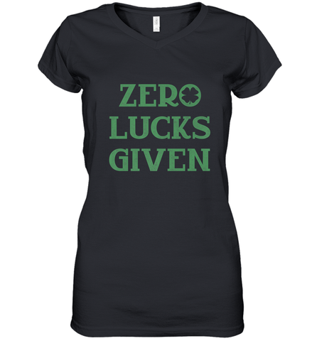 St. Patrick's Day Zero Lucks Given Graphic Women's V-Neck T-Shirt Women's V-Neck T-Shirt / Black / S Women's V-Neck T-Shirt - trendytshirts1