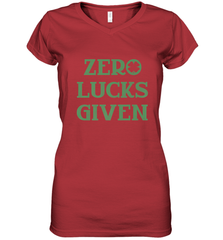 St. Patrick's Day Zero Lucks Given Graphic Women's V-Neck T-Shirt Women's V-Neck T-Shirt - trendytshirts1