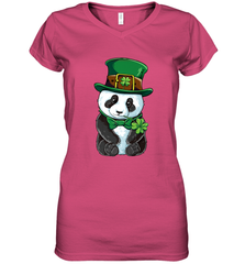 St Patricks Day Leprechaun Panda Cute Irish Tee Gift Women's V-Neck T-Shirt Women's V-Neck T-Shirt - trendytshirts1