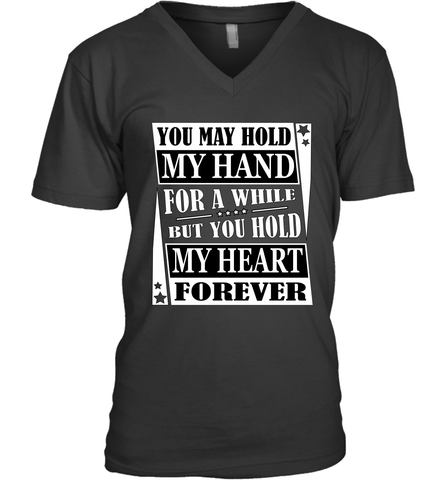 Hold my hand for a while hold my heart forever Valentine Men's V-Neck Men's V-Neck / Black / S Men's V-Neck - trendytshirts1