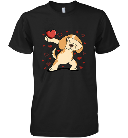 Dog Dabbing Heart For Valentine's Day Art Graphics Gift Men's Premium T-Shirt