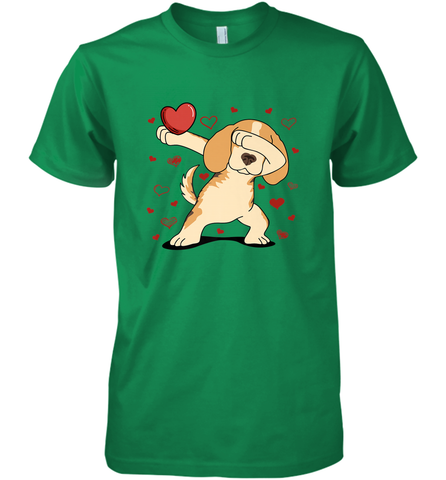 Dog Dabbing Heart For Valentine's Day Art Graphics Gift Men's Premium T-Shirt