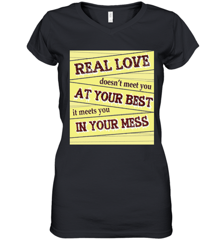 Real love funny quotes for valentine (2) Women's V-Neck T-Shirt Women's V-Neck T-Shirt / Black / S Women's V-Neck T-Shirt - trendytshirts1