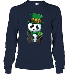 St Patricks Day Leprechaun Panda Cute Irish Tee Gift Long Sleeve T-Shirt