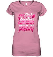 Cat Lady Born In January Cat Lover Birthday Gift For Women's V-Neck T-Shirt Women's V-Neck T-Shirt - trendytshirts1