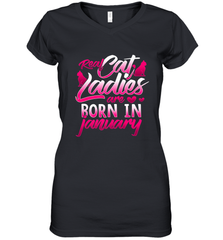 Cat Lady Born In January Cat Lover Birthday Gift For Women's V-Neck T-Shirt Women's V-Neck T-Shirt - trendytshirts1