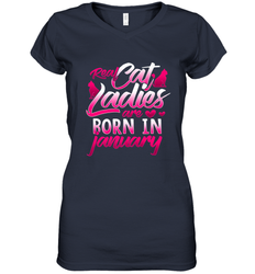 Cat Lady Born In January Cat Lover Birthday Gift For Women's V-Neck T-Shirt