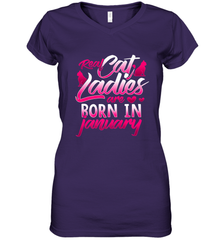 Cat Lady Born In January Cat Lover Birthday Gift For Women's V-Neck T-Shirt Women's V-Neck T-Shirt - trendytshirts1