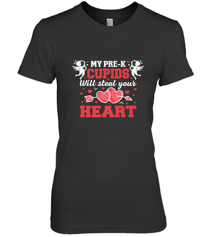 Teacher Valentine's Day Pre K Cupids Art Graphics Heart Love Women's Premium T-Shirt Women's Premium T-Shirt / Black / XS Women's Premium T-Shirt - trendytshirts1