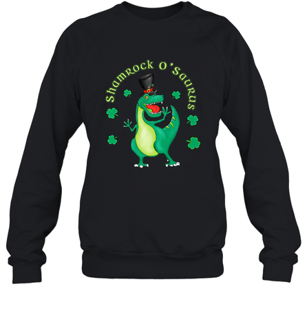 T Rex Dinosaur St. Patrick's Day Irish Funny Crewneck Sweatshirt Crewneck Sweatshirt / Black / S Crewneck Sweatshirt - trendytshirts1