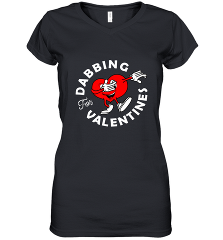 Dabbing Heart For Valentine's Day Art Graphics Heart Gift Women's V-Neck T-Shirt Women's V-Neck T-Shirt / Black / S Women's V-Neck T-Shirt - trendytshirts1