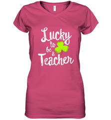 Teacher St. Patrick's Day Shirt, Lucky To Be A Teacher Women's V-Neck T-Shirt Women's V-Neck T-Shirt - trendytshirts1