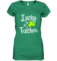 Teacher St. Patrick's Day Shirt, Lucky To Be A Teacher Women's V-Neck T-Shirt Women's V-Neck T-Shirt - trendytshirts1