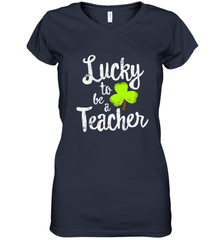 Teacher St. Patrick's Day Shirt, Lucky To Be A Teacher Women's V-Neck T-Shirt Women's V-Neck T-Shirt - trendytshirts1