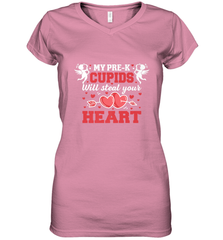 Teacher Valentine's Day Pre K Cupids Art Graphics Heart Love Women's V-Neck T-Shirt Women's V-Neck T-Shirt - trendytshirts1