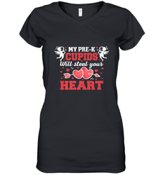 Teacher Valentine's Day Pre K Cupids Art Graphics Heart Love Women's V-Neck T-Shirt
