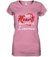 My Heart Belongs To A Lineman Valentines Day Lovely Gift Women's V-Neck T-Shirt Women's V-Neck T-Shirt - trendytshirts1