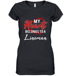 My Heart Belongs To A Lineman Valentines Day Lovely Gift Women's V-Neck T-Shirt