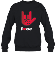 Cute Love Hand Sign Heart Valentines Day Retro Vintage Top Crewneck Sweatshirt Crewneck Sweatshirt - trendytshirts1