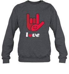 Cute Love Hand Sign Heart Valentines Day Retro Vintage Top Crewneck Sweatshirt Crewneck Sweatshirt - trendytshirts1