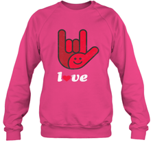 Cute Love Hand Sign Heart Valentines Day Retro Vintage Top Crewneck Sweatshirt Crewneck Sweatshirt - trendytshirts1