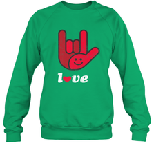 Cute Love Hand Sign Heart Valentines Day Retro Vintage Top Crewneck Sweatshirt Crewneck Sweatshirt - trendytshirts1