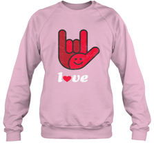 Cute Love Hand Sign Heart Valentines Day Retro Vintage Top Crewneck Sweatshirt Crewneck Sweatshirt - trendytshirts1