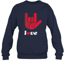 Cute Love Hand Sign Heart Valentines Day Retro Vintage Top Crewneck Sweatshirt Crewneck Sweatshirt - trendytshirts1