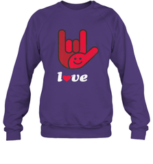 Cute Love Hand Sign Heart Valentines Day Retro Vintage Top Crewneck Sweatshirt Crewneck Sweatshirt - trendytshirts1
