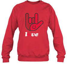 Cute Love Hand Sign Heart Valentines Day Retro Vintage Top Crewneck Sweatshirt Crewneck Sweatshirt - trendytshirts1