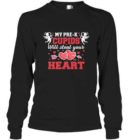 Teacher Valentine's Day Pre K Cupids Art Graphics Heart Love Long Sleeve T-Shirt Long Sleeve T-Shirt / Black / S Long Sleeve T-Shirt - trendytshirts1