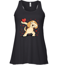 Dog Dabbing Heart For Valentine's Day Art Graphics Gift Women's Racerback Tank