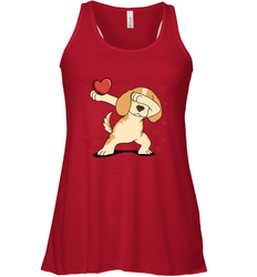 Dog Dabbing Heart For Valentine's Day Art Graphics Gift Women's Racerback Tank