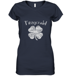 Vintage Fitzgerald Irish Shamrock St Patty's Day Women's V-Neck T-Shirt