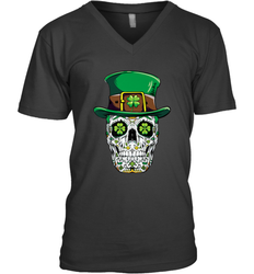 Sugar Skull Leprechaun T Shirt St Patricks Day Women Men Men's V-Neck