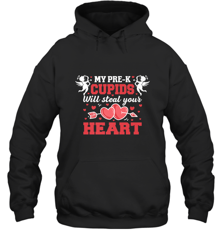 Teacher Valentine's Day Pre K Cupids Art Graphics Heart Love Hooded Sweatshirt Hooded Sweatshirt / Black / S Hooded Sweatshirt - trendytshirts1