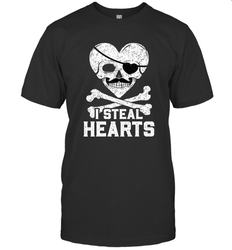 I Steal Hearts Valentine's Day Pirate Skull Art Graphics Men's T-Shirt