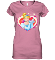 Disney Cinderella Valentine's Sparkle Hearts Women's V-Neck T-Shirt Women's V-Neck T-Shirt - trendytshirts1