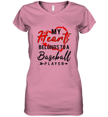 My Heart Belongs To A Baseball Player Valentines Day Gift Women's V-Neck T-Shirt Women's V-Neck T-Shirt - trendytshirts1
