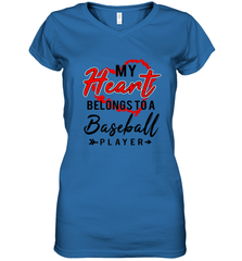 My Heart Belongs To A Baseball Player Valentines Day Gift Women's V-Neck T-Shirt Women's V-Neck T-Shirt - trendytshirts1