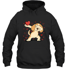 Dog Dabbing Heart For Valentine's Day Art Graphics Gift Hooded Sweatshirt