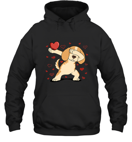 Dog Dabbing Heart For Valentine's Day Art Graphics Gift Hooded Sweatshirt Hooded Sweatshirt / Black / S Hooded Sweatshirt - trendytshirts1