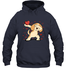 Dog Dabbing Heart For Valentine's Day Art Graphics Gift Hooded Sweatshirt