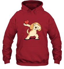 Dog Dabbing Heart For Valentine's Day Art Graphics Gift Hooded Sweatshirt Hooded Sweatshirt - trendytshirts1