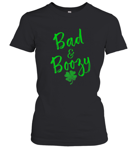 Bad and Boozy , St Patricks Day Beer Drinking Women's T-Shirt Women's T-Shirt / Black / S Women's T-Shirt - trendytshirts1