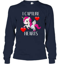 Girls Valentine's Day Unicorn I Capture Hearts Kids Gift Long Sleeve T-Shirt