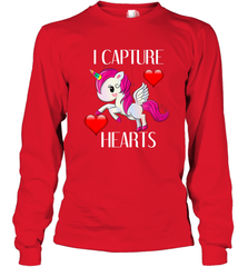 Girls Valentine's Day Unicorn I Capture Hearts Kids Gift Long Sleeve T-Shirt Long Sleeve T-Shirt - trendytshirts1